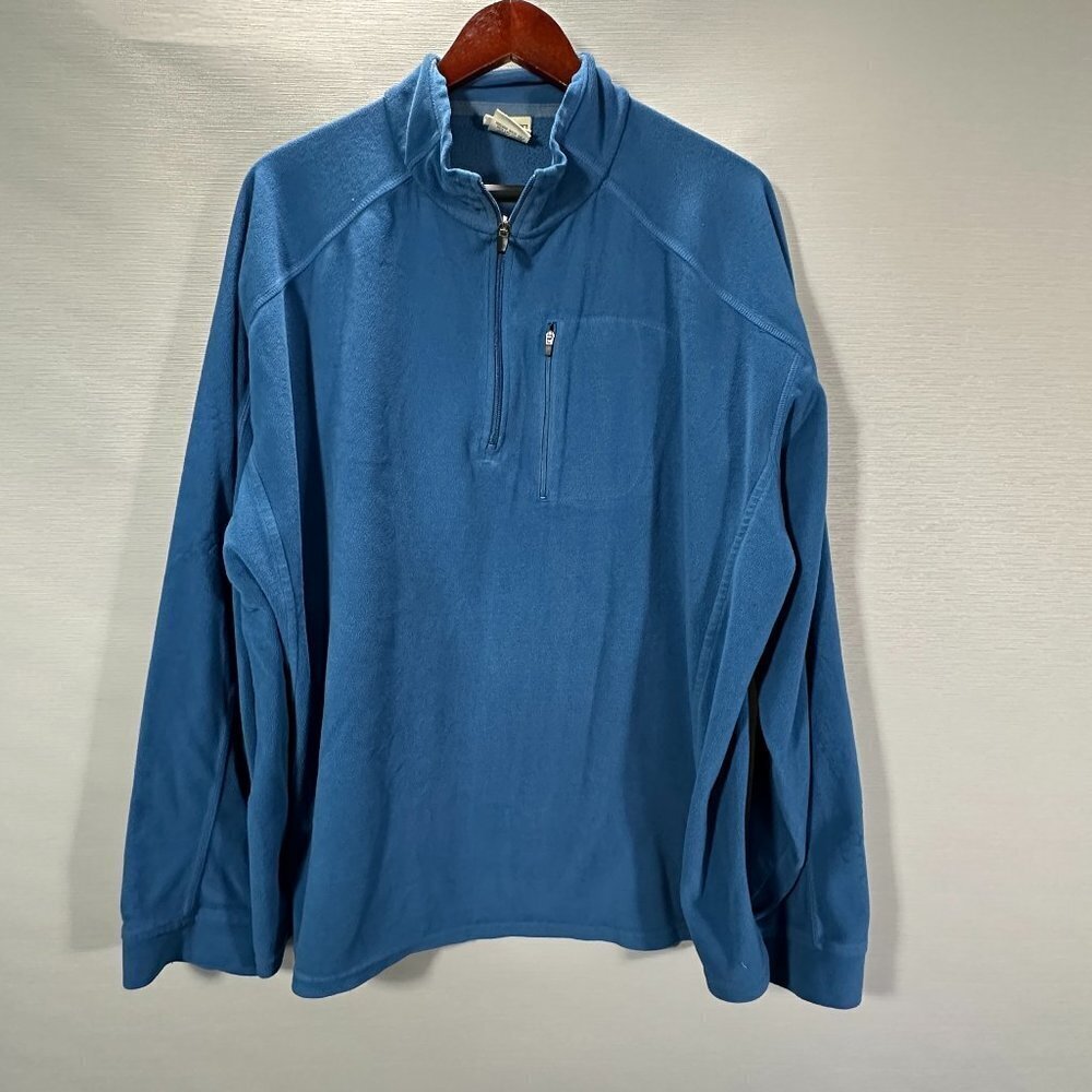 L.L. Bean Sweatshirt Mens XXL 1/4 Zip Pullover Blue Fleece Long Sleeve Pocket